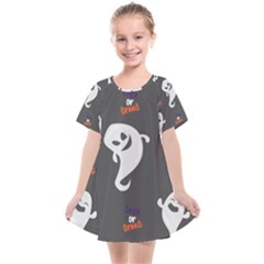 Halloween Ghost Trick Or Treat Seamless Repeat Pattern Kids  Smock Dress by KentuckyClothing