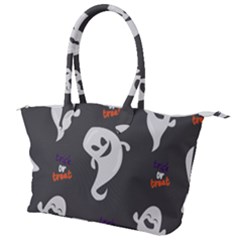 Halloween Ghost Trick Or Treat Seamless Repeat Pattern Canvas Shoulder Bag by KentuckyClothing