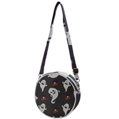 Halloween Ghost Trick Or Treat Seamless Repeat Pattern Crossbody Circle Bag by KentuckyClothing