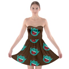 Frankenstein Halloween Seamless Repeat Pattern  Strapless Bra Top Dress by KentuckyClothing