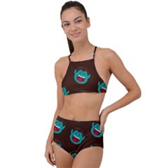 Frankenstein Halloween Seamless Repeat Pattern  High Waist Tankini Set by KentuckyClothing