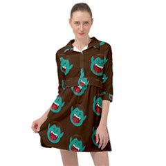 Frankenstein Halloween Seamless Repeat Pattern  Mini Skater Shirt Dress by KentuckyClothing