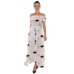 Halloween Mummies Seamless Repeat Pattern Off Shoulder Open Front Chiffon Dress