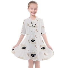 Halloween Mummies Seamless Repeat Pattern Kids  All Frills Chiffon Dress by KentuckyClothing