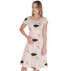 Halloween Mummies Seamless Repeat Pattern Classic Short Sleeve Dress by KentuckyClothing