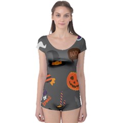 Halloween Themed Seamless Repeat Pattern Boyleg Leotard  by KentuckyClothing