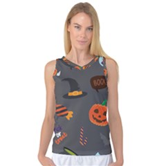 Halloween Themed Seamless Repeat Pattern Women s Basketball Tank Top by KentuckyClothing