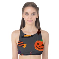 Halloween Themed Seamless Repeat Pattern Tank Bikini Top by KentuckyClothing