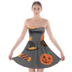 Halloween Themed Seamless Repeat Pattern Strapless Bra Top Dress by KentuckyClothing