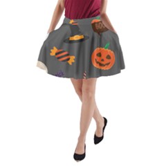 Halloween Themed Seamless Repeat Pattern A-line Pocket Skirt by KentuckyClothing