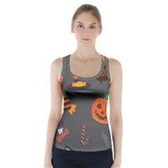 Halloween Themed Seamless Repeat Pattern Racer Back Sports Top by KentuckyClothing