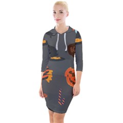 Halloween Themed Seamless Repeat Pattern Quarter Sleeve Hood Bodycon Dress by KentuckyClothing