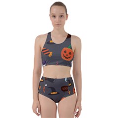 Halloween Themed Seamless Repeat Pattern Racer Back Bikini Set by KentuckyClothing