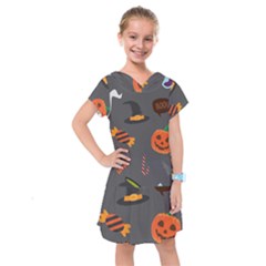 Halloween Themed Seamless Repeat Pattern Kids  Drop Waist Dress by KentuckyClothing