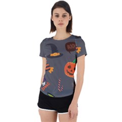 Halloween Themed Seamless Repeat Pattern Back Cut Out Sport Tee by KentuckyClothing