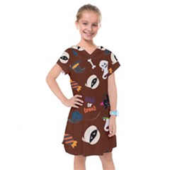 Halloween Seamless Repeat Pattern Kids  Drop Waist Dress by KentuckyClothing