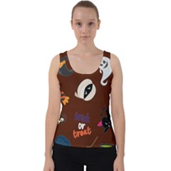 Halloween Seamless Repeat Pattern Velvet Tank Top by KentuckyClothing