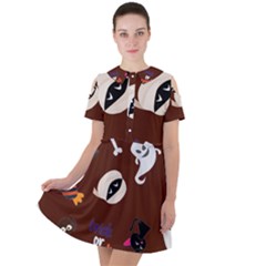 Halloween Seamless Repeat Pattern Short Sleeve Shoulder Cut Out Dress  by KentuckyClothing