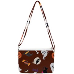 Halloween Seamless Repeat Pattern Double Gusset Crossbody Bag by KentuckyClothing