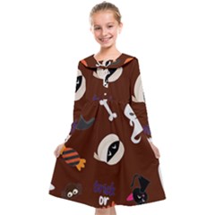 Halloween Seamless Repeat Pattern Kids  Midi Sailor Dress by KentuckyClothing