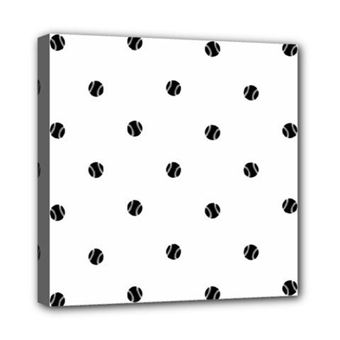 Black And White Baseball Print Pattern Mini Canvas 8  X 8  (stretched) by dflcprintsclothing