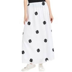 Black And White Baseball Print Pattern Maxi Chiffon Skirt by dflcprintsclothing