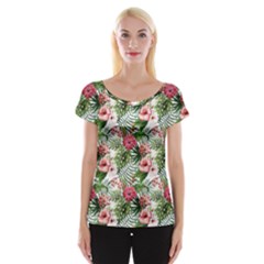 Monstera flowers pattern Cap Sleeve Top