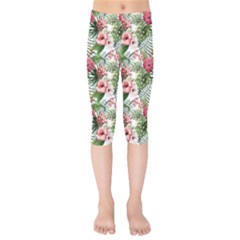 Monstera Flowers Pattern Kids  Capri Leggings  by goljakoff