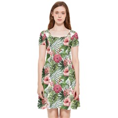 Monstera flowers pattern Inside Out Cap Sleeve Dress