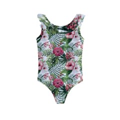 Monstera flowers pattern Kids  Frill Swimsuit