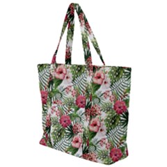 Monstera Flowers Pattern Zip Up Canvas Bag by goljakoff