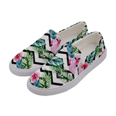 Zigzag Flowers Women s Canvas Slip Ons by goljakoff