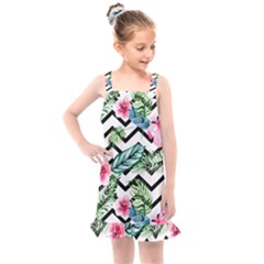 Zigzag Flowers Kids  Overall Dress