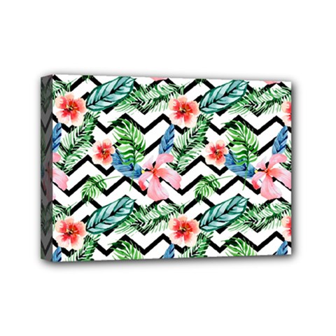 Zigzag Flowers Pattern Mini Canvas 7  X 5  (stretched) by goljakoff