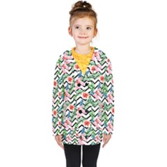 Zigzag Flowers Pattern Kids  Double Breasted Button Coat by goljakoff