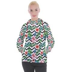 Zigzag Flowers Pattern Women s Hooded Pullover by goljakoff