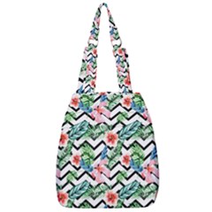 Zigzag Flowers Pattern Center Zip Backpack by goljakoff
