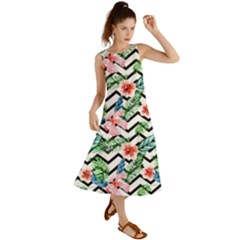 Zigzag Flowers Pattern Summer Maxi Dress by goljakoff