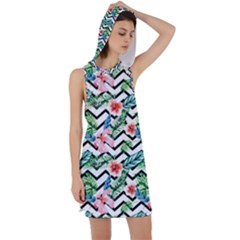 Zigzag Flowers Pattern Racer Back Hoodie Dress by goljakoff