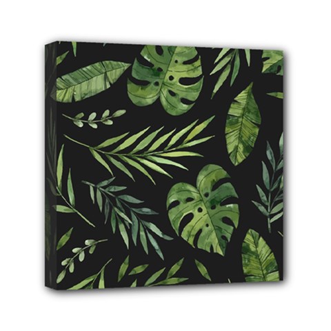 Green Leaves Mini Canvas 6  X 6  (stretched)