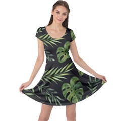 Green Leaves Cap Sleeve Dress by goljakoff