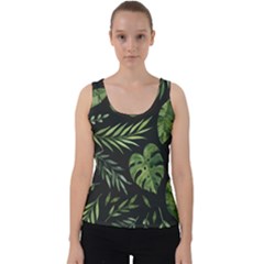 Green Leaves Velvet Tank Top by goljakoff