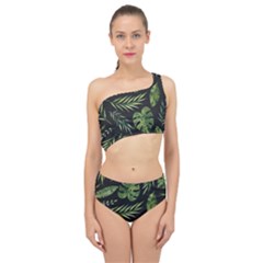 Green Leaves Spliced Up Two Piece Swimsuit by goljakoff