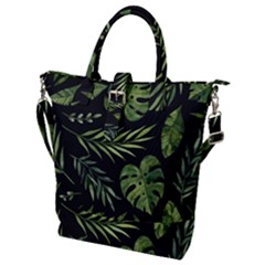 Green Leaves Buckle Top Tote Bag by goljakoff