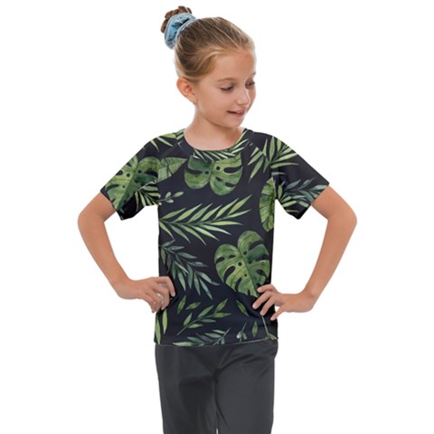 Green Leaves Kids  Mesh Piece Tee by goljakoff