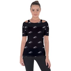 Formula One Black And White Graphic Pattern Shoulder Cut Out Short Sleeve Top by dflcprintsclothing