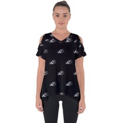 Formula One Black And White Graphic Pattern Cut Out Side Drop Tee