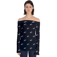 Formula One Black And White Graphic Pattern Off Shoulder Long Sleeve Top by dflcprintsclothing