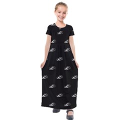 Formula One Black And White Graphic Pattern Kids  Short Sleeve Maxi Dress by dflcprintsclothing