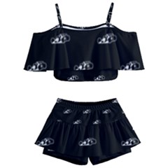 Formula One Black And White Graphic Pattern Kids  Off Shoulder Skirt Bikini by dflcprintsclothing